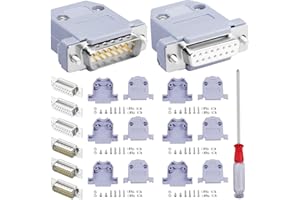 DAOKAI DB15 Kit Adaptador de Conector,15PIN RS232 Serial 2-row Port Terminal Breakout D-SUB Male/Female Solder Cup Connectors,DB15 Plastic Shell Cover(4PCS Male + 4PCS Female)
