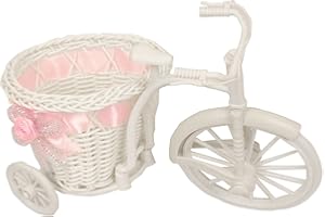 MEENA SUPPLIES Mini Pram Baby Baskets and Favours! Hamper Shower Stroller Vintage Craft[Pink,Trike (Small)]