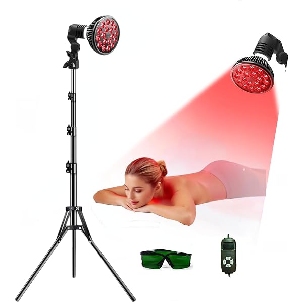 Akarishin Lampe de thérapie par lumière rouge pour traitement du visage et  du corps avec support réglable en hauteur, 120 LED, 660 nm, 850 nm, 940 nm  – Soulage les douleurs musculaires,