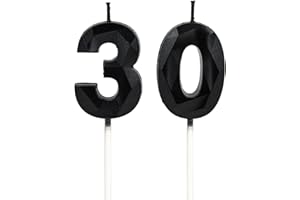 DTXLX 30th Birthday Candles, Black Number Candles Birthday Decoration, Happy Birthday Cake Toppers, for Birthday Parties Weddings Company Anniversaries (Black, 30)