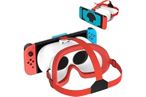 VR-Headset, für Nintendo Switch & Switch OLED konzipiert, VR-Brille mit verstellbaren HD-Objektiven und bequemem Kopfgurt, 3D-Brille für Nintendo Switch OLED (Weiß)