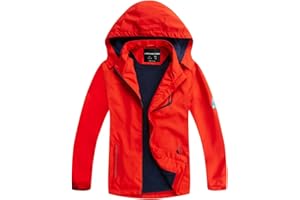 YoungSoul Manteaux Imperméables Garçon - Coupe Vent Doublé Polaire Fille - Veste de Pluie avec Capuche Amovible