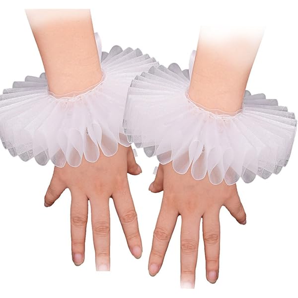 Fraise Médiévale En Satin Blanc - Col Clown à Volants, Accessoire Déguisement Renaissance Rococo