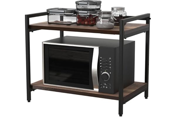 COREMET Multipurpose 2 Layer Metal & Wooden Microwave Oven Stand OTG Rack Kitchen Storage Shelf for Organising of Mixer Grinder and Other Appliances