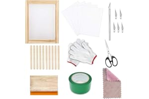 Tuciyke Kit per Serigrafia,27 Pezzi Professionale Screen Printing Frame Set Serigrafia con Istruzioni Incluse,Cornici per Serigrafia in Legno,Raschietto Serigrafia e Pellicola per Serigrafia