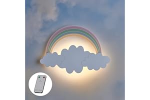 Lights4fun Applique Murale pour Enfant Nuage et Arc-en-Ciel avec 18 LED Blanc Chaud à Piles pour Intérieur