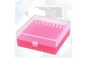 LEPEVNEY Test Tube Rack 100-Well Polypropylene Centrifuge Tube Storage Box with Lockable Lid for 1.5/1.8/2ml Microcentrifuge Tubes, Vials, and Samples – Red