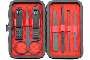 QCCIGE Set di 7, Tagliaunghie Set in Acciaio Inossidabile Manicure Unghie Cura Portatile per Dito del Piede e Unghie Tagliatore per Uomo Donne con Scatola da Viaggio