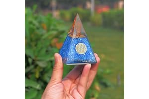 NARIBABU Aquamarine Crystal - Orgone Pyramid - Gem Stones and Crystals - Blue Ornaments - Crystal Pyramid Healing - Home Decor - Spiritual Gifts for Women - Pyramid Paperweight (3-3.5 Inch)