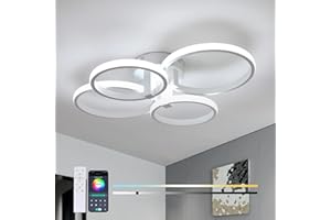 SENQIU Plafoniera Led Soffitto Dimmerabile, 76W 8550LM Lampadario LED Bianco con Telecomando 3000K-6500K, Lampada da Soffitto Moderna Rotonda per Soggiorno Camera da Letto Ufficio