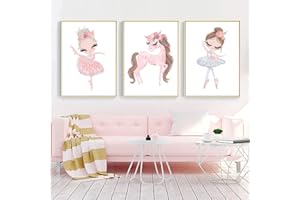 NORDIC IDEAS Lot de 3 Affiches Chambre Bebe Fille 30 x 40 Poster Licorne Tableau Deco Murale Enfant Baby Shower Cadeau DIN A3 sans Cadre