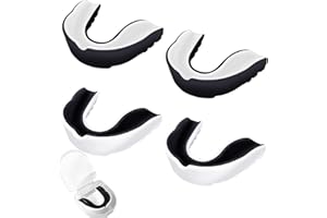 SAIIURV 4 Pcs Mouth Guard, Adult Sports Mouthguard Gum Shield with Case, Mouthguard, Gumshields for Boxing, MMA, Rugby, Martial Arts, Judo, Karate, Hockey and All Contact Sports (Black, White)