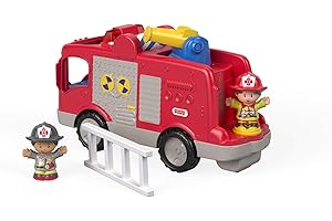 Fisher-Price Little People Helping Others Fire Truck, musical toy fire engine with figures for toddlers and preschoolers ages 1-5 years, FPV29