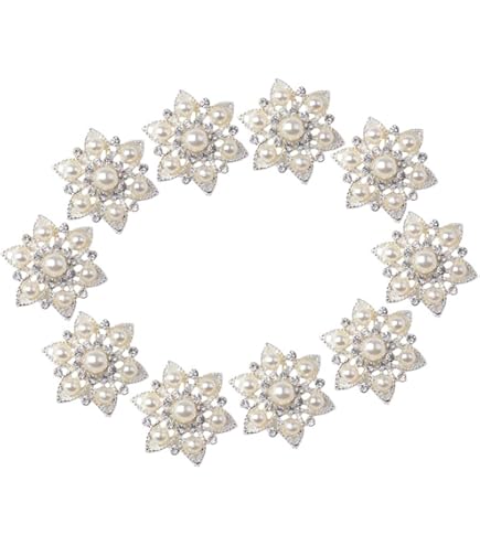 10x Bouton Flatback Fleur Strass Cristal Perle Embellissement