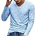 Produktbild LUCKYCAT Herren Solide V-Ausschnitt Langarm T-Shirt Top Schlanke Bluse Men's V-Neck Langarm-Tops (Blau, EU 54--XXL)