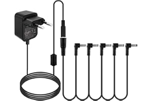 HOEREV Gitarrenpedal Netzteil 9V DC Netzkabel Strom 1A 1000 mA Spitze Negativ für Gitarrenpedal Netzteil (9V1A), EU, EU 9V1A 5 Stecker