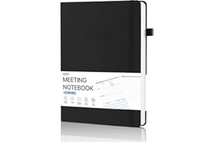 WEMATE Pagine per riunioni di lavoro con azioni, cancelleria per ufficio per pianificatori di riunioni, taccuino a spirale, nero