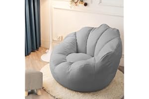 Highdi Sitzsack für Kinder Erwachsene Indoor Outdoor Sitzkissen Weicher Blumen Blütenblatt Sofabettbezug Ohne Füllung Gartenkissen Bodenkissen Mädchen Wohnzimmer Gaming (Child- 70x60cm,Hellgrau)