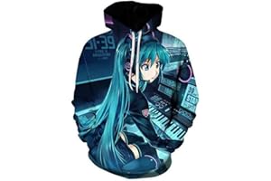 WANHONGYUE Anime Vocaloid Hatsune Miku Hoodie Sweatshirt Unisex Cosplay 3D Printed Pullover Hooded Sweater Hoody Jumpers