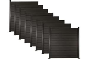 Ventanara® WPC Zaun Sichtschutzzaun Steckzaun Gartensichtschutz Komplettset 188x190 inkl Aluminiumpfosten anthrazit (anthrazit, 6X Element + 7X Pfosten inkl. Aufschraubhülse)