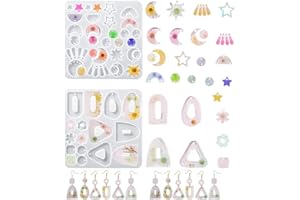 Voyyphixa 54 Pezzi Stampi per Gioielli in Resina, Stampi per Resina Epossidica Orecchini in Geometria con Gancio per Orecchini Collana Pendente Silicone Stampo Art Regalo Fatto a Mano