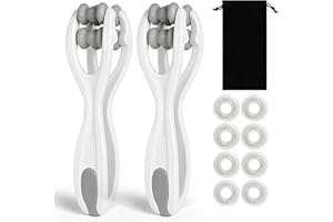 Alaoo Masajeador de Dedos y Manos, 2 Rodillo de Masaje y 8 Anillos de Masaje para Dedos, Rodillos de Masaje de Manos de Doble cara para Alivio de Tensión Hormigueo Artritis Dolor Túnel Carpiano