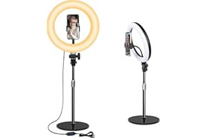 YARRASHOP Desk Ring Light for Zoom Meetings-10.5'' Selfie Ring Light with Stand and Phone Holder for Laptop, Desktop Computer Ring Light for Makeup/Video Recording/video calls/Live Streaming