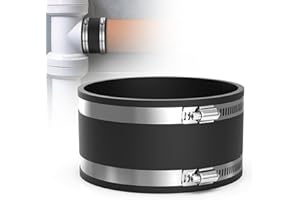 EFUTURETIME Elastyczne złącze gumowe EPDM 150 mm, 150 mm gumowe złącze z zaciskami ze stali nierdzewnej do rur PVC, rury wentylacyjnej, separatora pyłu, filtra węglowego