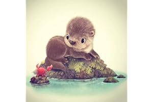 ELETINA Kit de peinture diamant 5D par numéro pour adulte, à faire soi-même, illustration mignonne loutre et crabe, broderie en strass, loisirs créatifs pour décoration murale de la maison, 30,5 x 40,6 cm