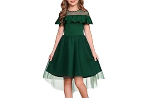 GRACE KARIN Dziewczęca sukienka z siateczki, formalna sukienka na wesele, linia A, z falbankami