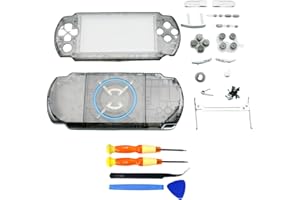 Hzxkqmil Guscio di Ricambio Custodia Completa per Sony PSP 3000 PSP3000 Console, Frontalino Coperchio Anteriore Posteriore con Set di Viti a Bottone (Nero Trasparente)