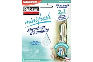 Rubson Minifresh | Absorbeur d’humidité parfum neutre (2 sachets de 50 g) – Idéal pour dressing, penderie, tiroir et placard – Efficace jusqu'à 6 semaines