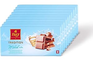 Frey 10x Tablette de chocolat au lait extra fin 100g - Fabriqué en Suisse - 31% de cacao - Lot de 10 tablettes - Certifié UTZ - Grand paquet 1kg - Chocolats à offrir