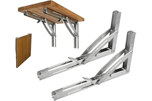 FreeTec Équerre Pliable - 300 mm - 2 PCS - Équerre Pliante Charge Lourde, Équerre Étagère Murale en Acier Inoxydable, Équerre Rétractable, Supports d'Étagère Pliants, Charge Max: 150 kg