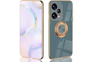 UPLAI Funda para Xiaomi Redmi Note 12 Pro 5G, Ultra Delgado Suave TPU Silicona Antigolpes Carcasa con Soporte de Anillo, Moda Diseño de Galvanoplastia Estuche Caso.Gris