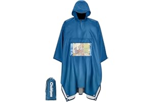 Chakipee Poncho lluvia Impermeable para Adultos, Capa de Lluvia Reutilizable Ligera con Bolsillo Transparente, Chubasquero