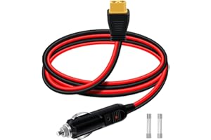 YINGAYOU Cavo XT60 Accendisigari 14AWG 20A Cavo Ricarica XT60 Accendisigari 12V 24V con LED Fusibile per Auto, Moto, Barche (2 m)