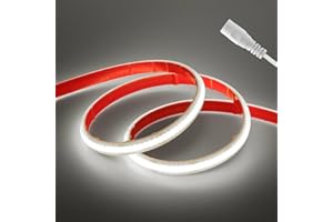 HEGEHE - Striscia LED COB 12V autoadesiva, 320 LED/m Striscia LED FCOB flessibile impermeabile IP68, progetti di illuminazione per interni ed esterni [5m, Bianco 6000K]