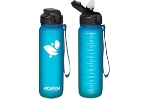 AORIN Butelka do picia ze słomką, 750 ml/1 l/1,5 l, nie zawiera BPA, tritan, szczelna, nadaje się do uprawiania sportu, fitnessu, biegania, jogi, jazdy na rowerze, aktywności na świeżym powietrzu