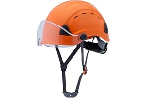 Uninova Schutzhelm Bauhelm Mit Visier für die Baustelle,Belüfteter Bauhelm mit Schweißband und Ratschensystem für Erwachsene,EN 397 Einstellbarer Arbeitshelm