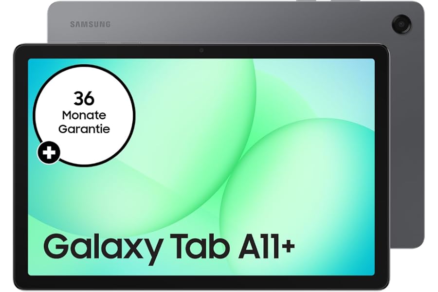 Samsung Galaxy Tab A11+ in Gray, Vorder- und Rückansicht