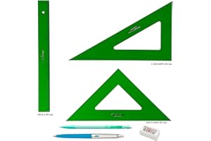 Papelivi - PACK LOTE FC Técnico - Regla 813-30 Cms + Escuadra 566-28 Cms + Cartabón 666-28 Cms + REGALO