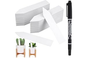 AETHERAURORA 200 Pièces Étiquettes Plantes, Etiquette Jardin Imperméable, 10x2cm Étiquettes pour Plantes, avec 1 Feutres Noirs, Étiquette Potager, Etiquettes Jardin Exterieur, pour Pépinière, Semences et Herbe