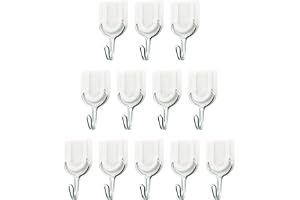 Duravel 12Pcs Hooks Sticky Wall Hooks Self-Adhesive Metal Hook Strip for Kitchen, Bathroom & Home,Heavy Duty Wall Hanger, Utensils, Bags & Towels No Drilling Required