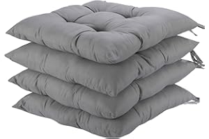 HAMO Dining Chair Seat Pad Cushions Set of 4, 38x38 cm, 15x15 inches (Grey)