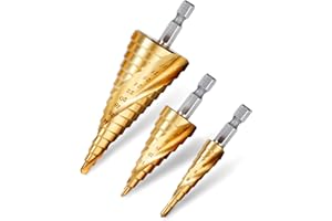 Rovtop 3PCS Spiralnut Stufenbohrer Set aus HSS Edelstahl Bithalter Schälbohrer Kegelbohrer Konusbohrer Metallbohrer Bohrer Satz 4-12mm/4-20mm/4-32mm