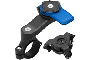 EIHI Porta cellulare moto antivibrazione, Supporto telefono moto anello e piattaforma per l'installazione manubrio, Rotazione di 360 gradi con ammortizzatore, Rosso (Blu)