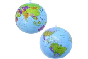 EHDWXVZM 2 globi gonfiabili, globi scolastici, strumenti di mappatura del mondo, accessori per strumenti di apprendimento geografico, lobi mondiali
