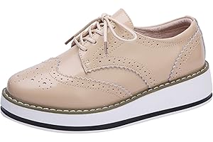 ANUFER Mujer con Cordones Brogues Zapatos Deportivos Casual Plataforma Creepers