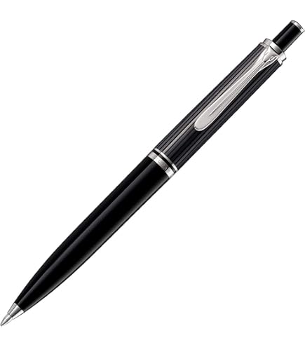Pelikan Souverän Stresemann K405 Druckkugelschreiber – Gestreift, Palladium, In Faltschachtel
